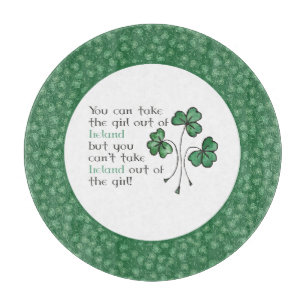 Planche À Découper Shamrock irlandaise Citation de fille en verre
