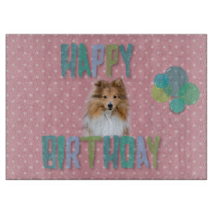 Planche À Découper Sheltie Shetland berdog Joyeux anniversaire