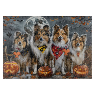 Planche À Découper Shetland Sheepdog Halloween Éffrayant
