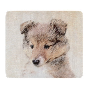 Planche À Découper Shetland Sheepdog Puppy Peinture Chien original ar