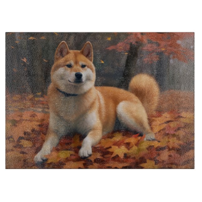 Planche À Découper Shib Inu en automne Leaves automne Inspire (Devant)
