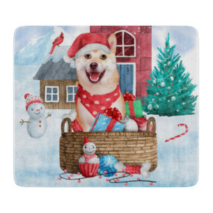 Planche À Découper Shiba Inu Chien dans la neige Maison de Chien de N