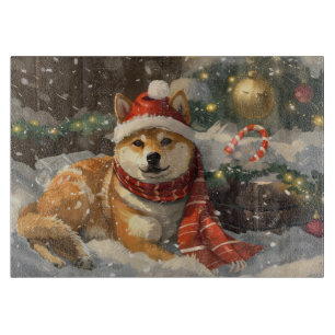Planche À Découper Shiba Inu Chien Festive de Noël
