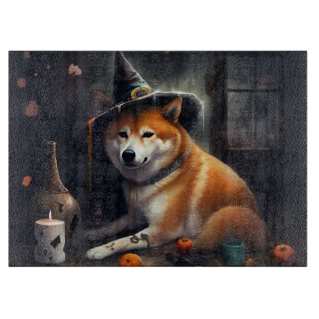 Planche À Découper Shiba Inu Citrouilles Halloween effrayant (Devant)