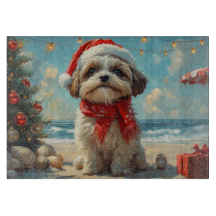 Planche À Découper Shih Tzu Dog Christmas Vintage Beach