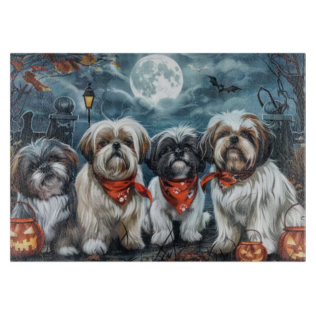 Planche À Découper Shih Tzu Halloween Éffrayant (Devant)