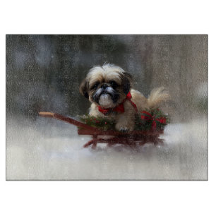 Planche À Découper Shih Tzu hiver neige de Noël