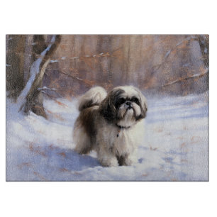 Planche À Découper Shih Tzu Laisse Neige Noël