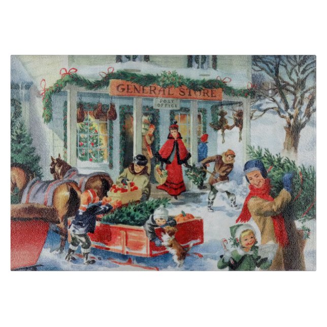 Planche À Découper shopping de Noël rétro (Devant)