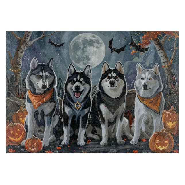 Planche À Découper Sibérie Husky Halloween Éffrayant (Devant)