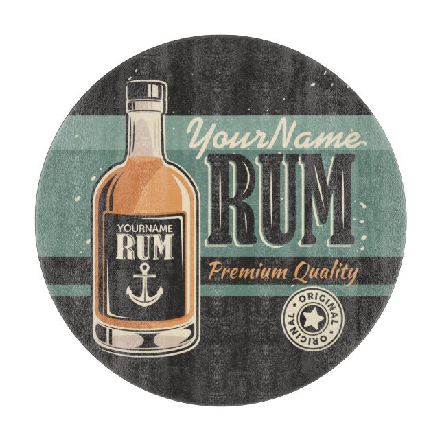 Planche À Découper Signe rétro de bouteille de rhum de marin personna (Devant)