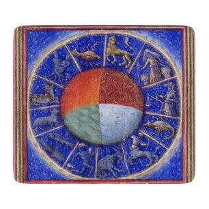 PLANCHE À DÉCOUPER SIGNES ZODIAQUES AVEC QUATRE ÉLÉMENTS