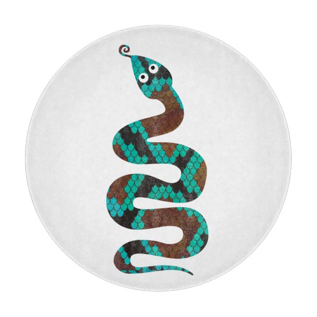 Planche À Découper Silhouette d'impression Brown et Turquoise de serp (Devant)