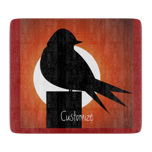 Planche À Découper Silhouette d'oiseau noir Sun Thunder_Cove (Devant)