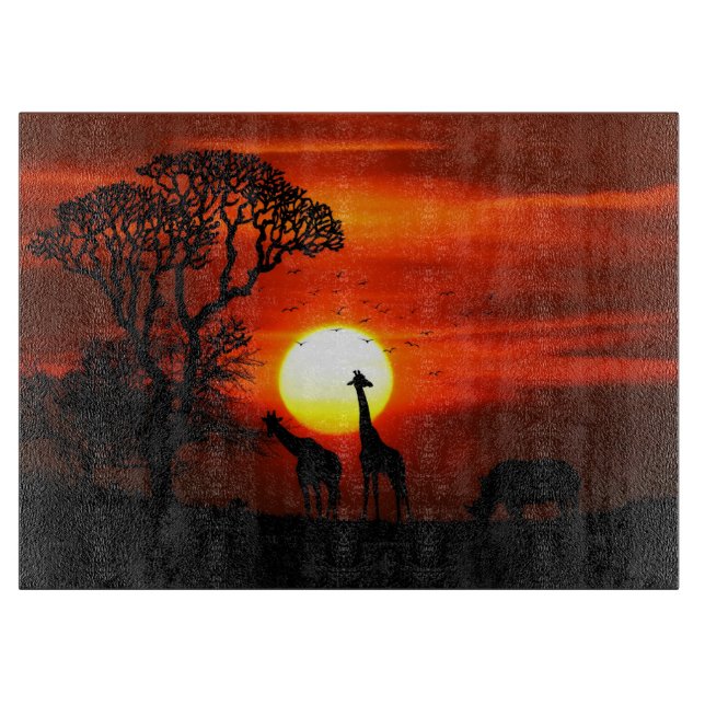 Planche À Découper Silhouettes africaines d'animal de coucher du (Devant)