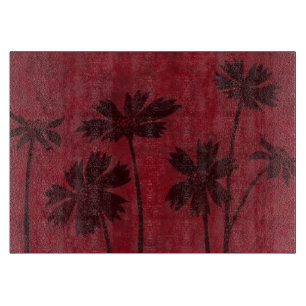 Planche À Découper Silhouettes de Flowerhead sur l'arrière - plan