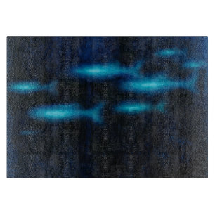 Planche À Découper Silhouettes de poisson bleu translucide