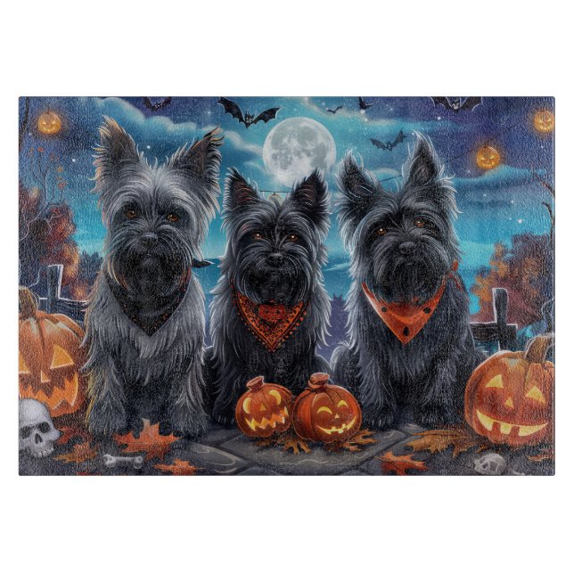 Planche À Découper Skye Terrier Halloween Éffrayant (Devant)