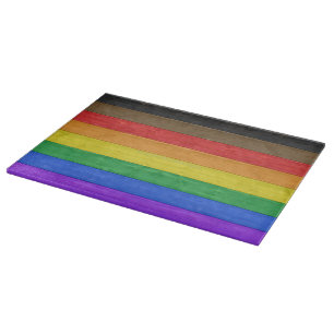 Planche À Découper SlipperyJoe's inclusive gay pride drapeau en bois 