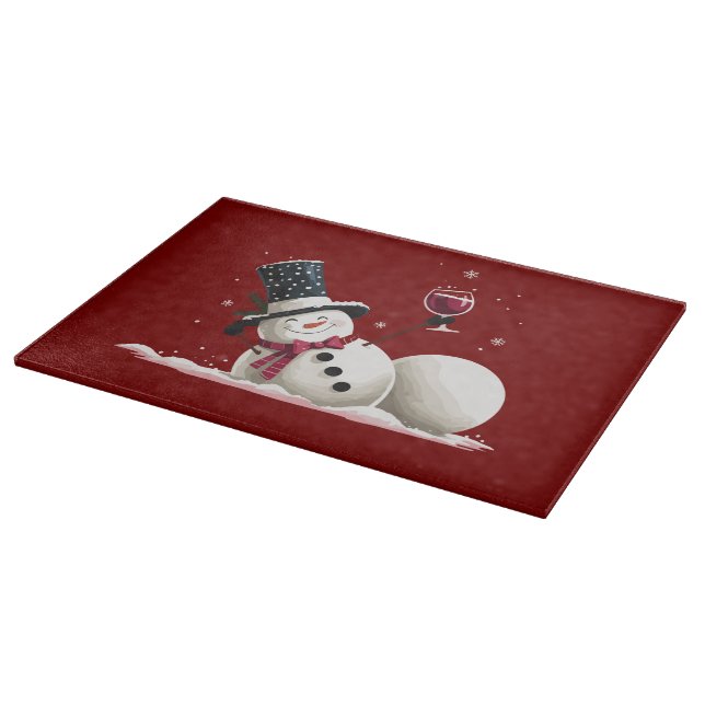 Planche À Découper Snowman With Wine Christmas Gift Xmas Holiday  (Coin)