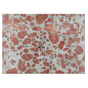 Planche À Découper Sol de mosaïque - quartz rose et or sur le marbre