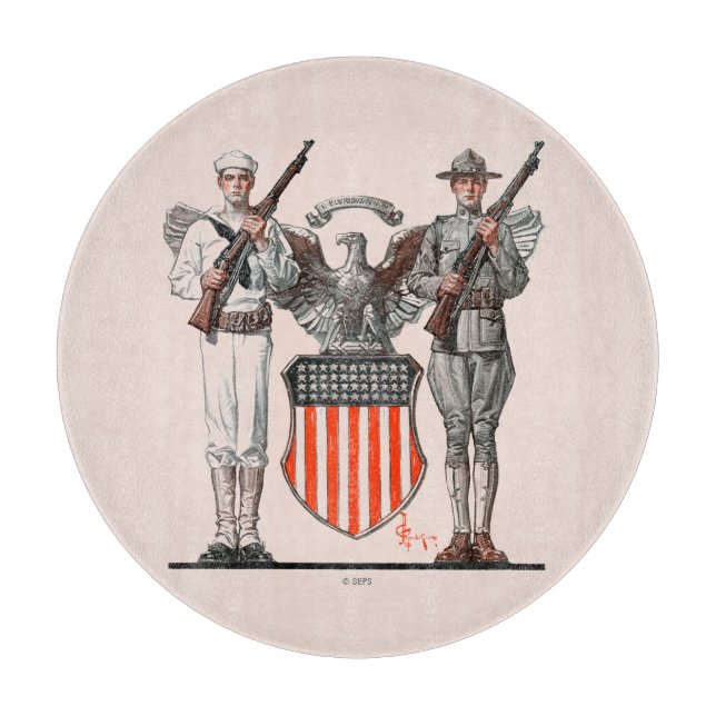 Planche À Découper Soldat, marin et bouclier des États-Unis (Devant)