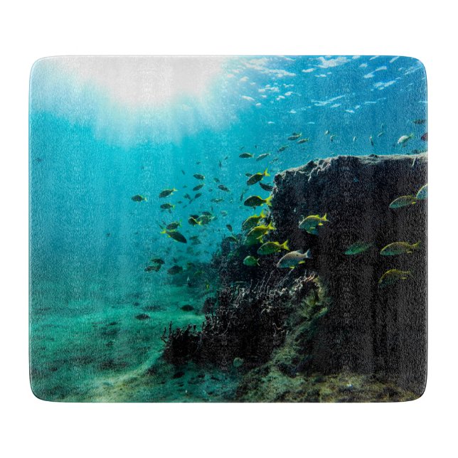 Planche À Découper Soleil et poissons tropicaux (Devant)