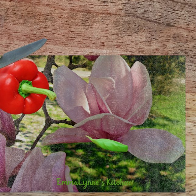 Planche À Découper Soucoupe rose personnalisée Magnolia Blossom (Créateur téléchargé)
