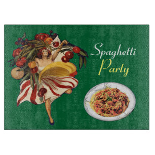 PLANCHE À DÉCOUPER SPAGHETTI PARTY DANCE, CUISINE ITALIENNE ET TOMATE