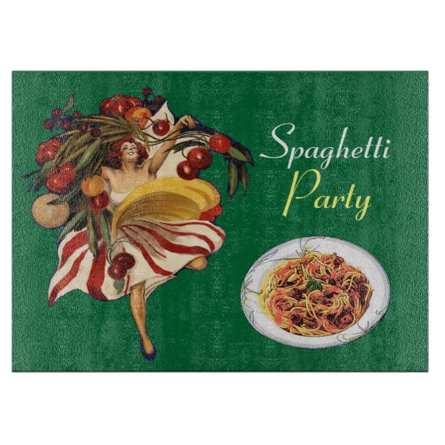 PLANCHE À DÉCOUPER SPAGHETTI PARTY DANCE, CUISINE ITALIENNE ET TOMATE (Devant)