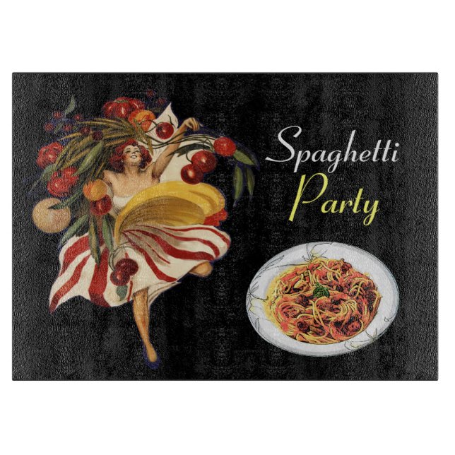 PLANCHE À DÉCOUPER SPAGHETTI PARTY DANCE, CUISINE ITALIENNE ET TOMATE (Devant)