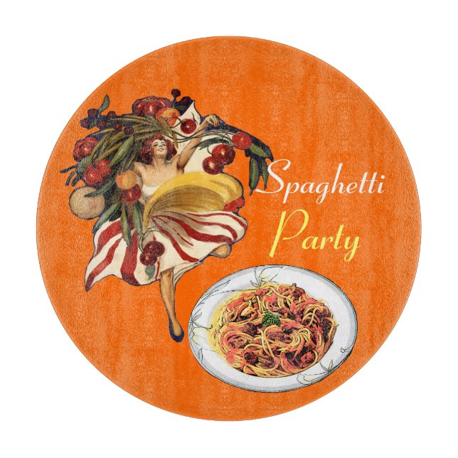 PLANCHE À DÉCOUPER SPAGHETTI PARTY DANCE, CUISINE ITALIENNE ET TOMATE (Devant)