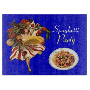 PLANCHE À DÉCOUPER SPAGHETTI PARTY DANCE, CUISINE ITALIENNE ET TOMATE