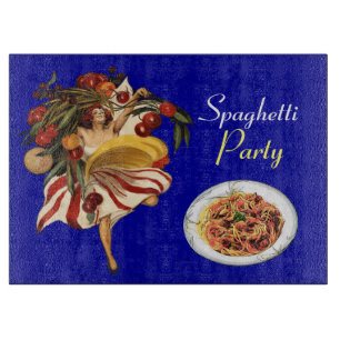 PLANCHE À DÉCOUPER SPAGHETTI PARTY DANCE, CUISINE ITALIENNE ET TOMATE