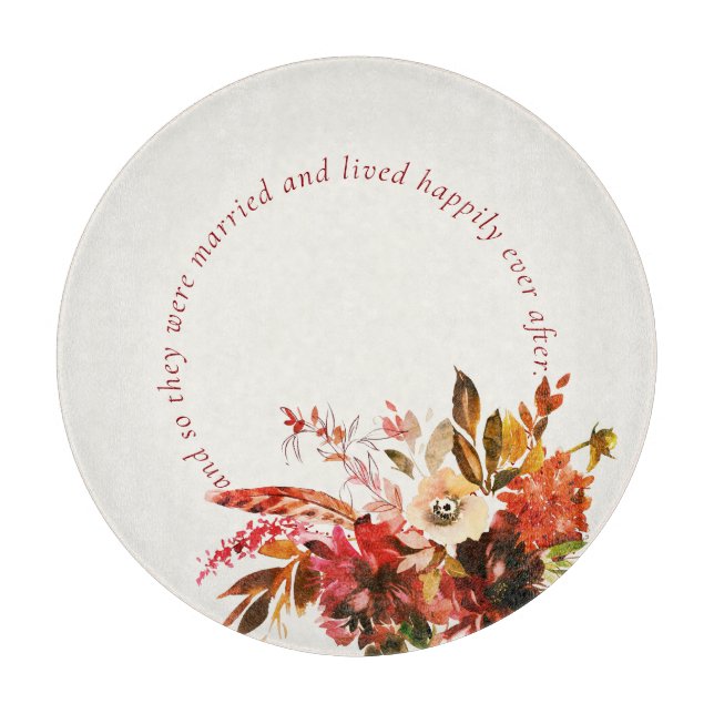 Planche À Découper Splendor d'automne Aquarelle Floral Mariage d'ivoi (Devant)