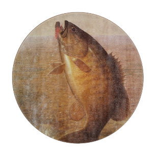 Planche À Découper Sports vintages Pêche, Poisson Brown à grande bouc