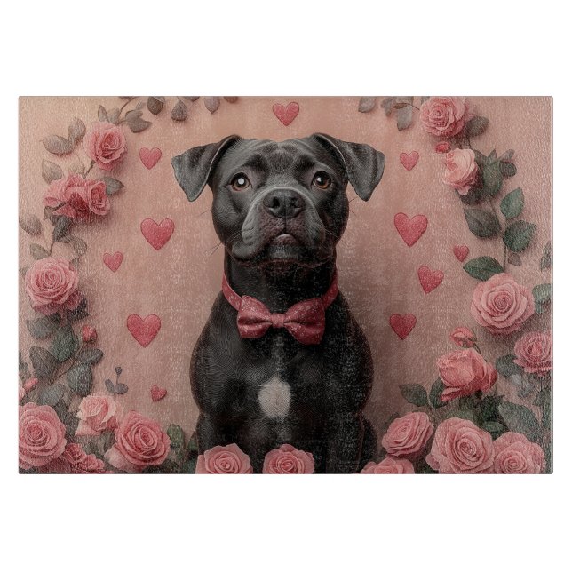 Planche À Découper Staffordshire américain avec Roses - Saint-Valenti (Devant)