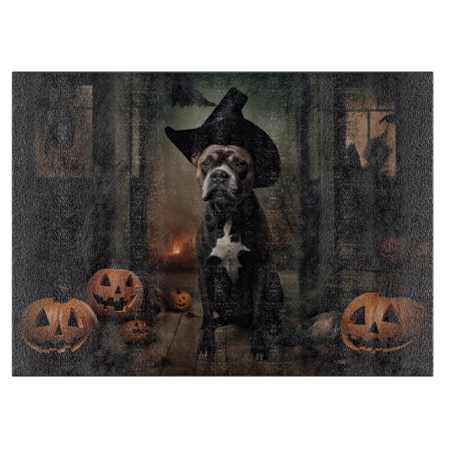 Planche À Découper Staffordshire Terrier Citrouilles Halloween effray (Devant)