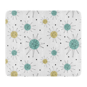 Planche À Découper Starburst franciscain jaune turquoise mi-siècle