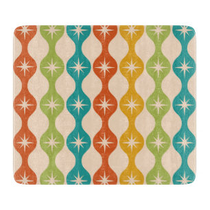 Planche À Découper Starburts rétro du milieu du siècle sur un motif o