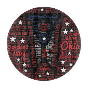 Planche À Découper State of Ohio Word Art Glass Cutting Board 12"