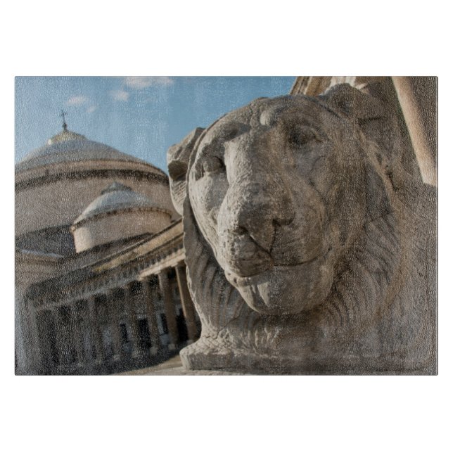 Planche À Découper statue de lion devant San Francesco di Paola (Devant)