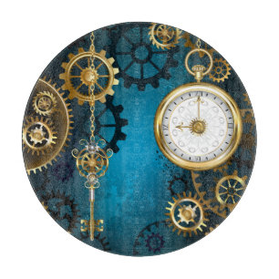 Planche À Découper Steampunk Arrière - plan turquoise avec Gears