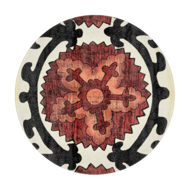 Planche À Découper Style Suzani Motif Floral Décoratif (Devant)