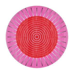 Planche À Découper Sunburst géométrique moderne - Fuchsia et rouge