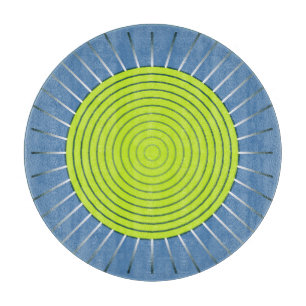 Planche À Découper Sunburst géométrique moderne - Lime et bleu Denim