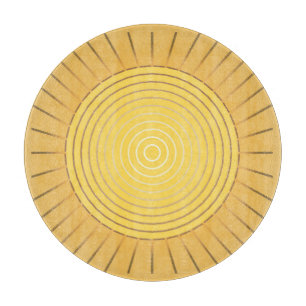 Planche À Découper Sunburst géométrique moderne - Or de moutarde / 