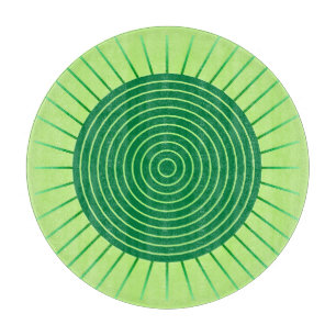 Planche À Découper Sunburst géométrique moderne - Vert émeraude et ch