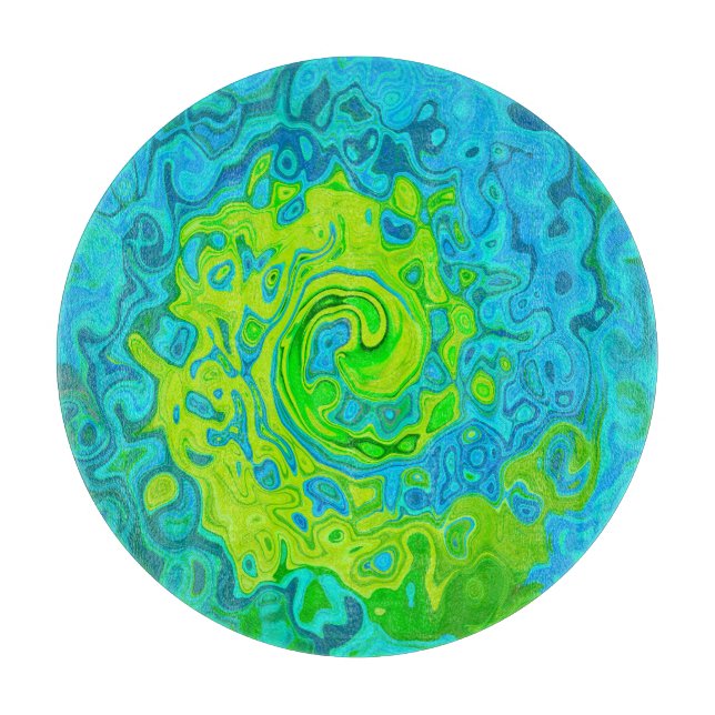 Planche À Découper Super Chartreuse et Aquamarine Liquide Swirl (Devant)