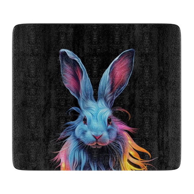 Planche À Découper Superbe Lapin Bleu en feu (Devant)